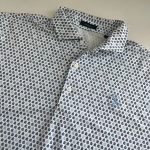 Turtleson All Over Turtle Print Short Sleeve Polo Golf Men's Large Blue